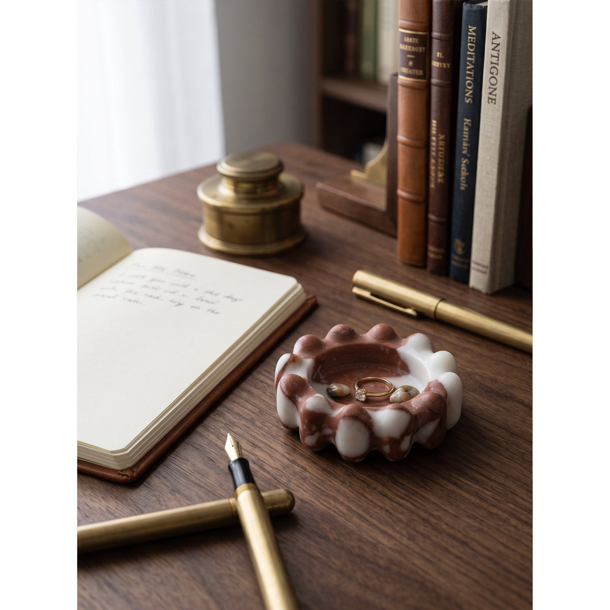 Scalloped Marble Catchall Dish, second front view