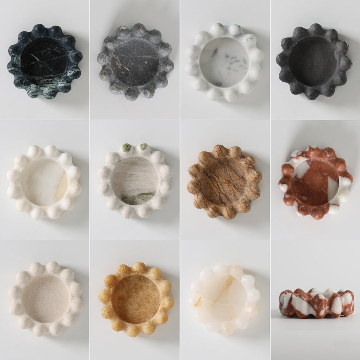 Scalloped Marble Catchall Dish, top down view