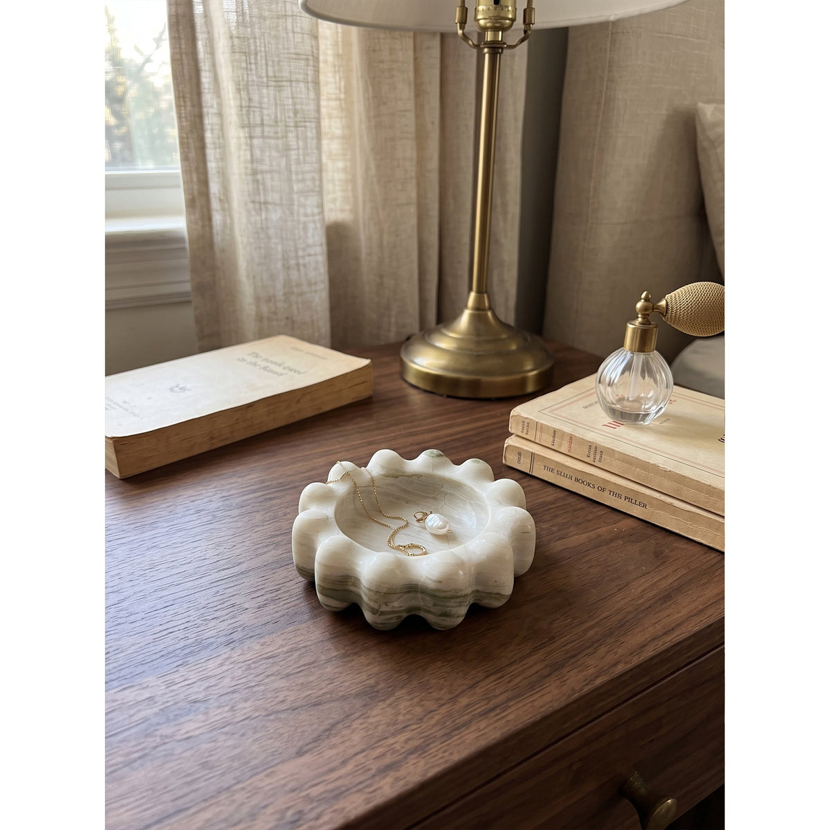 Scalloped Marble Catchall Dish, third top down view