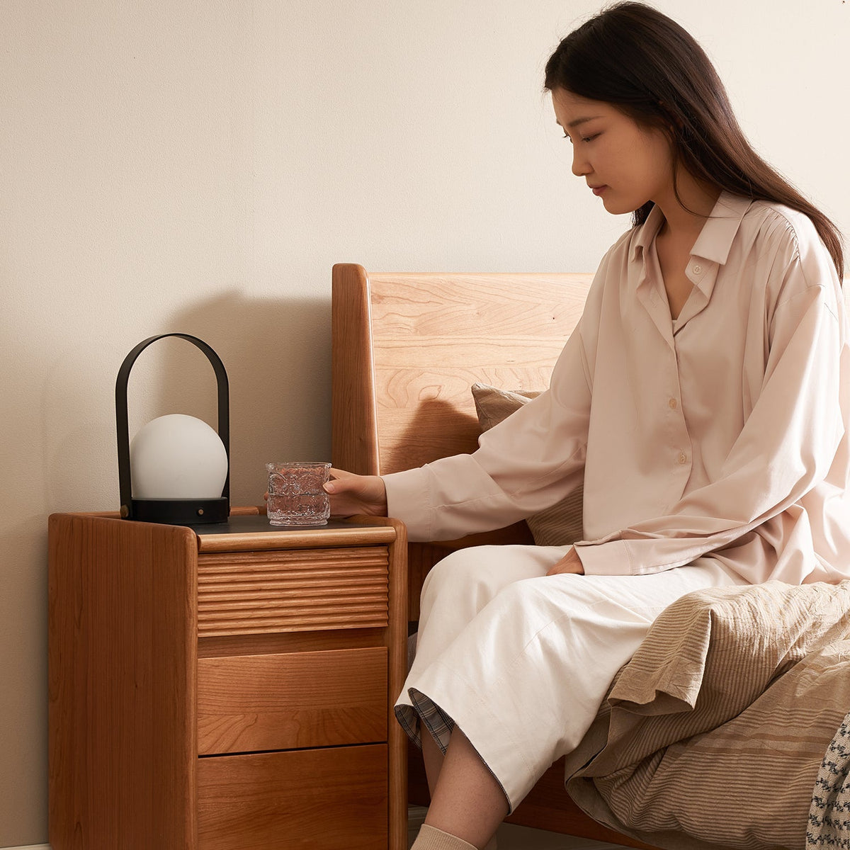 Scandinavian Cherry Wood Side Table AURIA