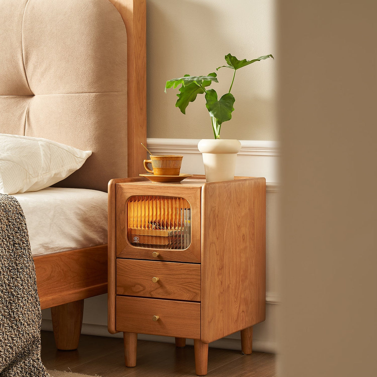 Scandinavian Cherry Wood Side Table SKYLAR