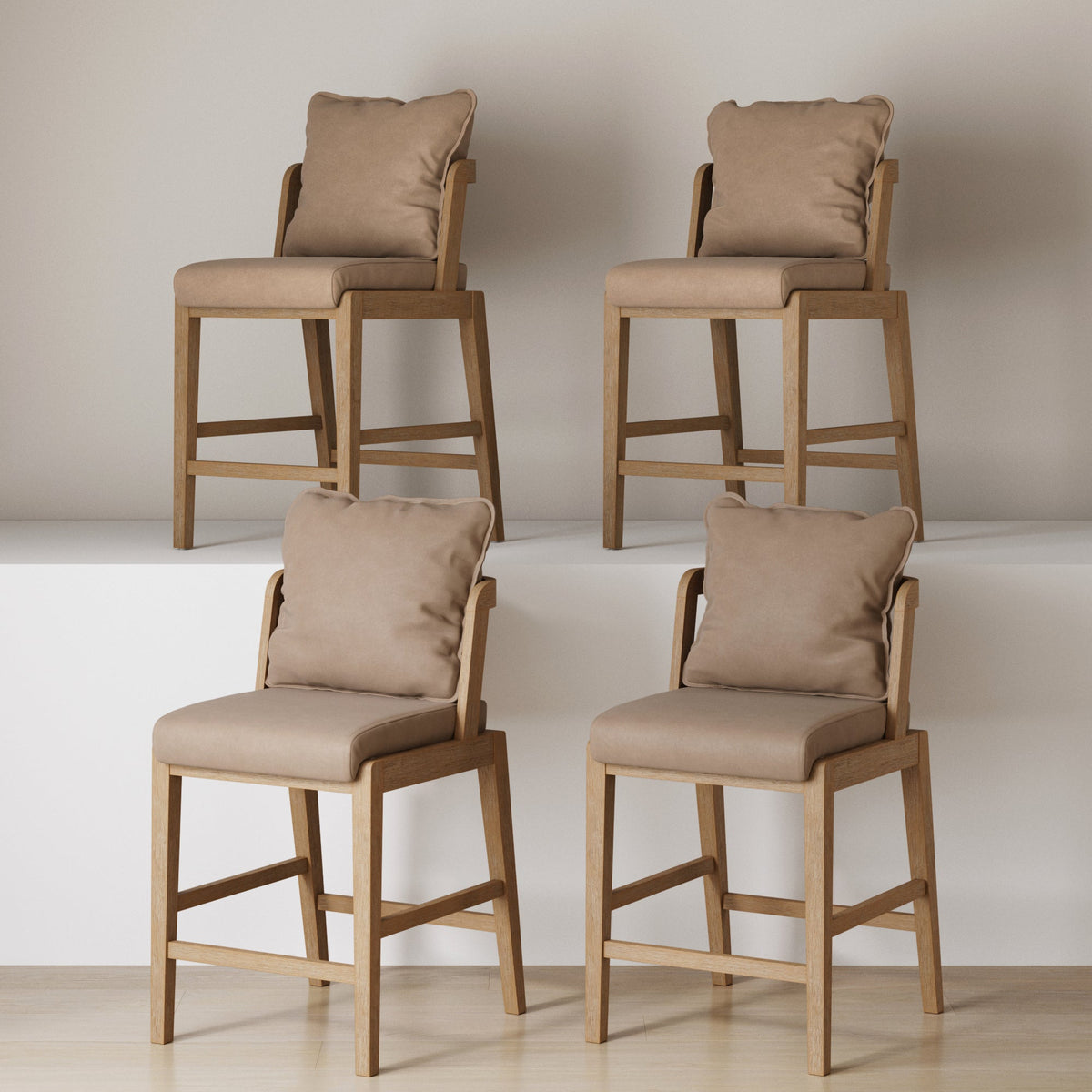Scandinavian Faux Leather Counter Stool Light Brown, alternate studio angle