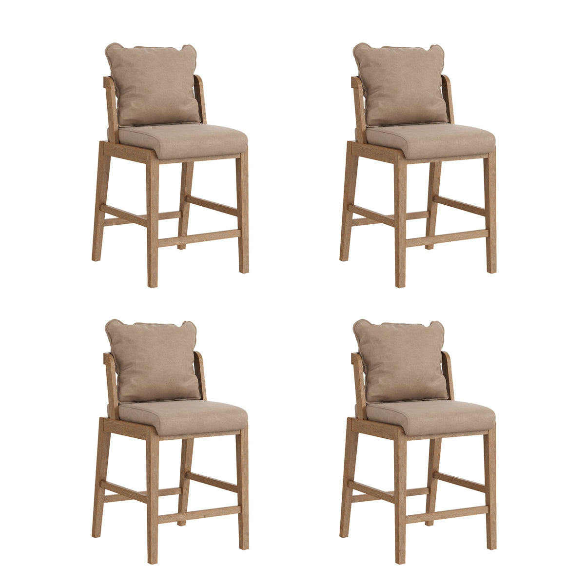 Scandinavian Faux Leather Counter Stool Light Brown, studio shot