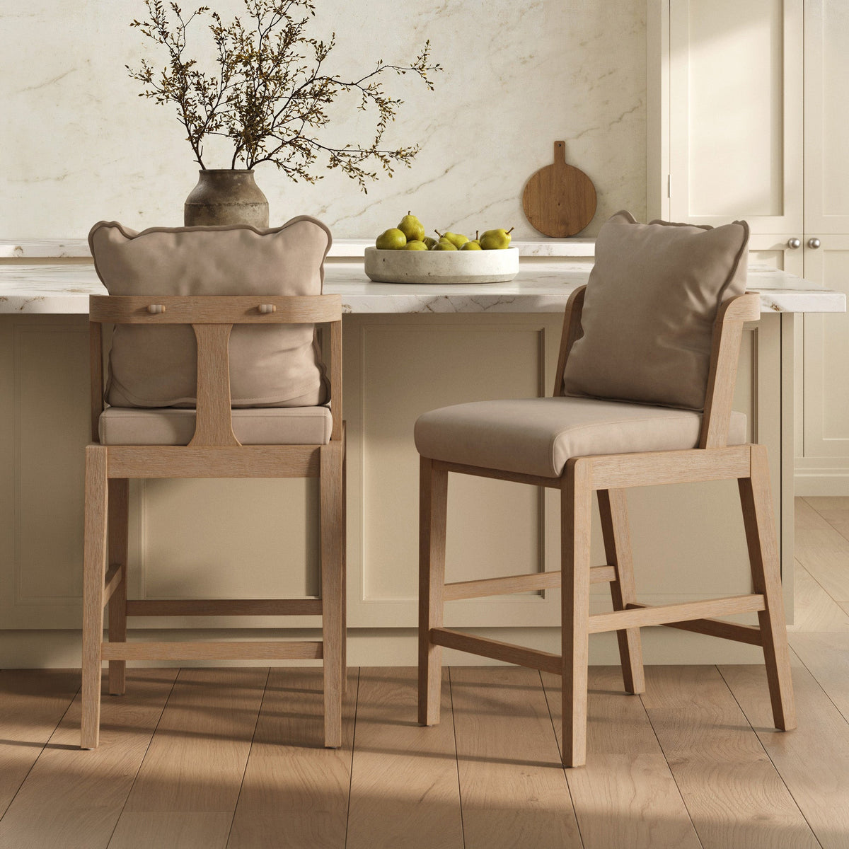 Scandinavian Faux Leather Counter Stool Light Brown No 2, main studio shot