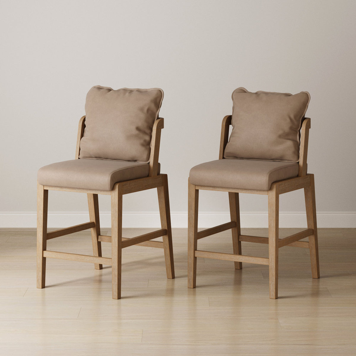 Scandinavian Faux Leather Counter Stool Light Brown No 2, alternate studio angle