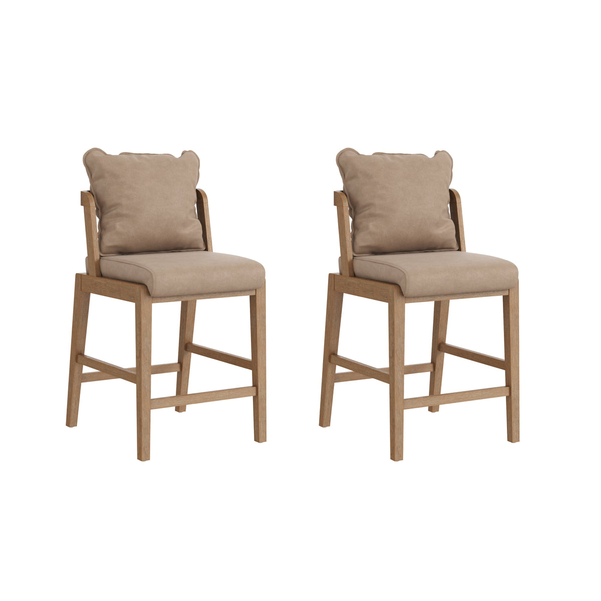 Scandinavian Faux Leather Counter Stool Light Brown No 2, studio shot