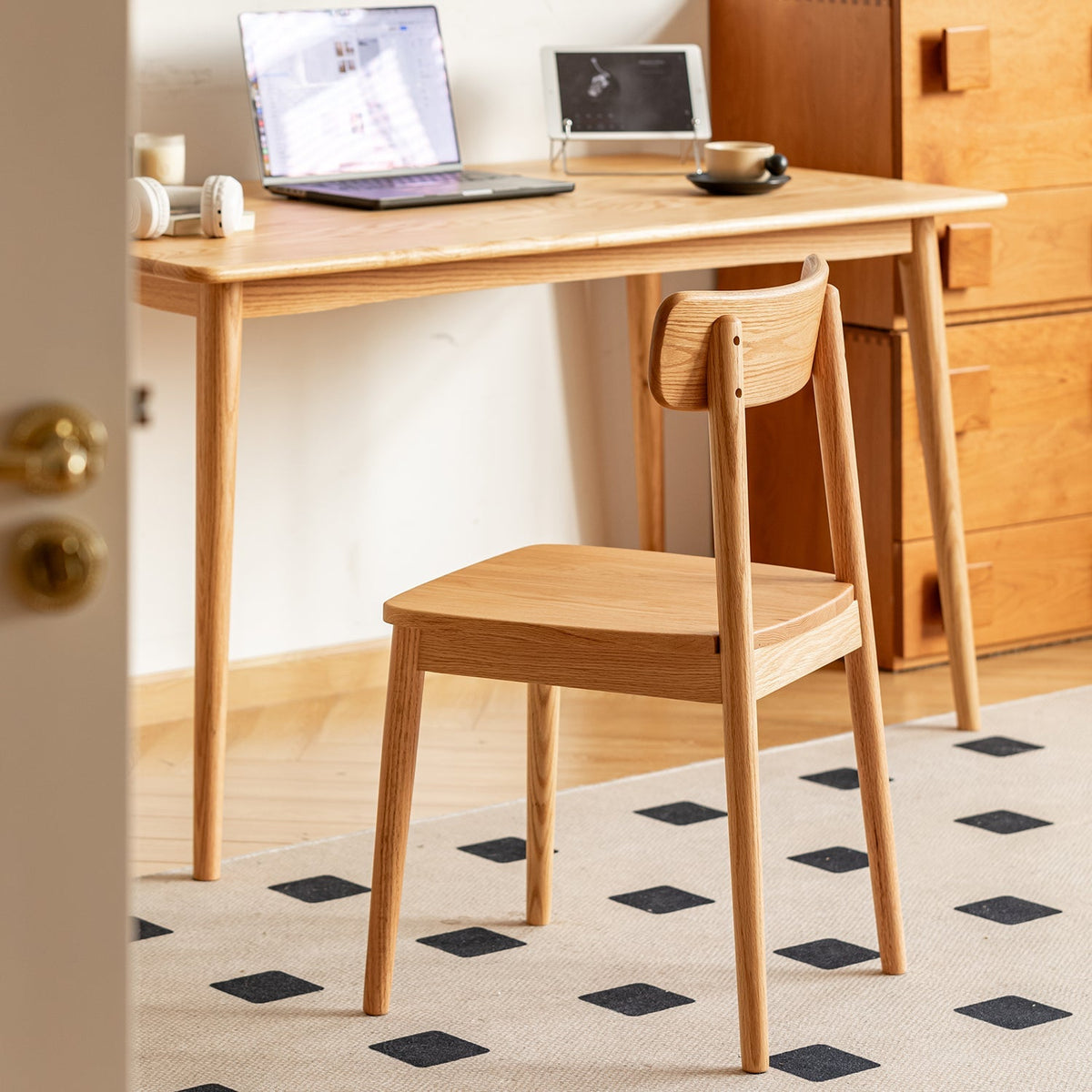 Scandinavian Oak Wood  Dining Chair GREEN