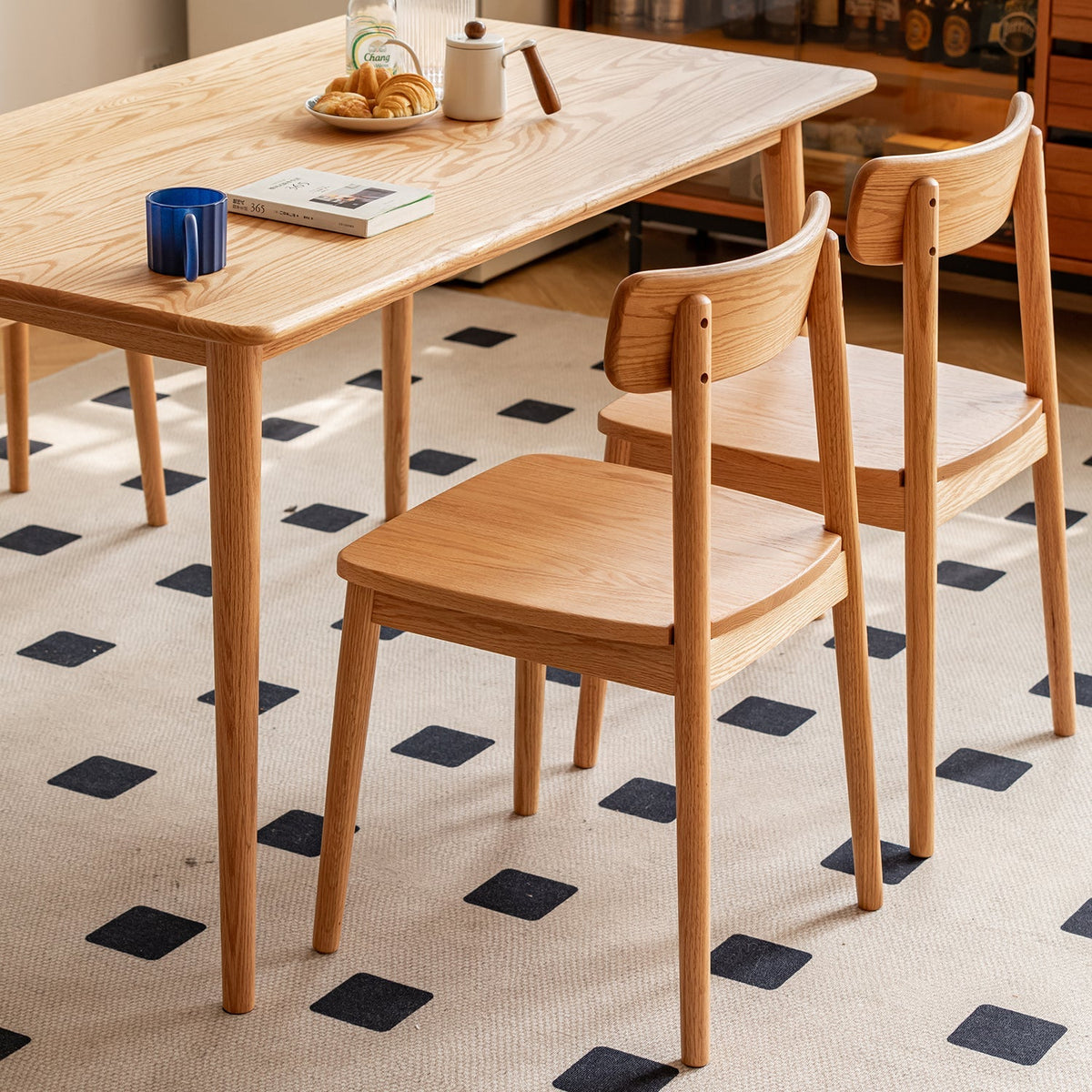 Scandinavian Oak Wood  Dining Chair GREEN