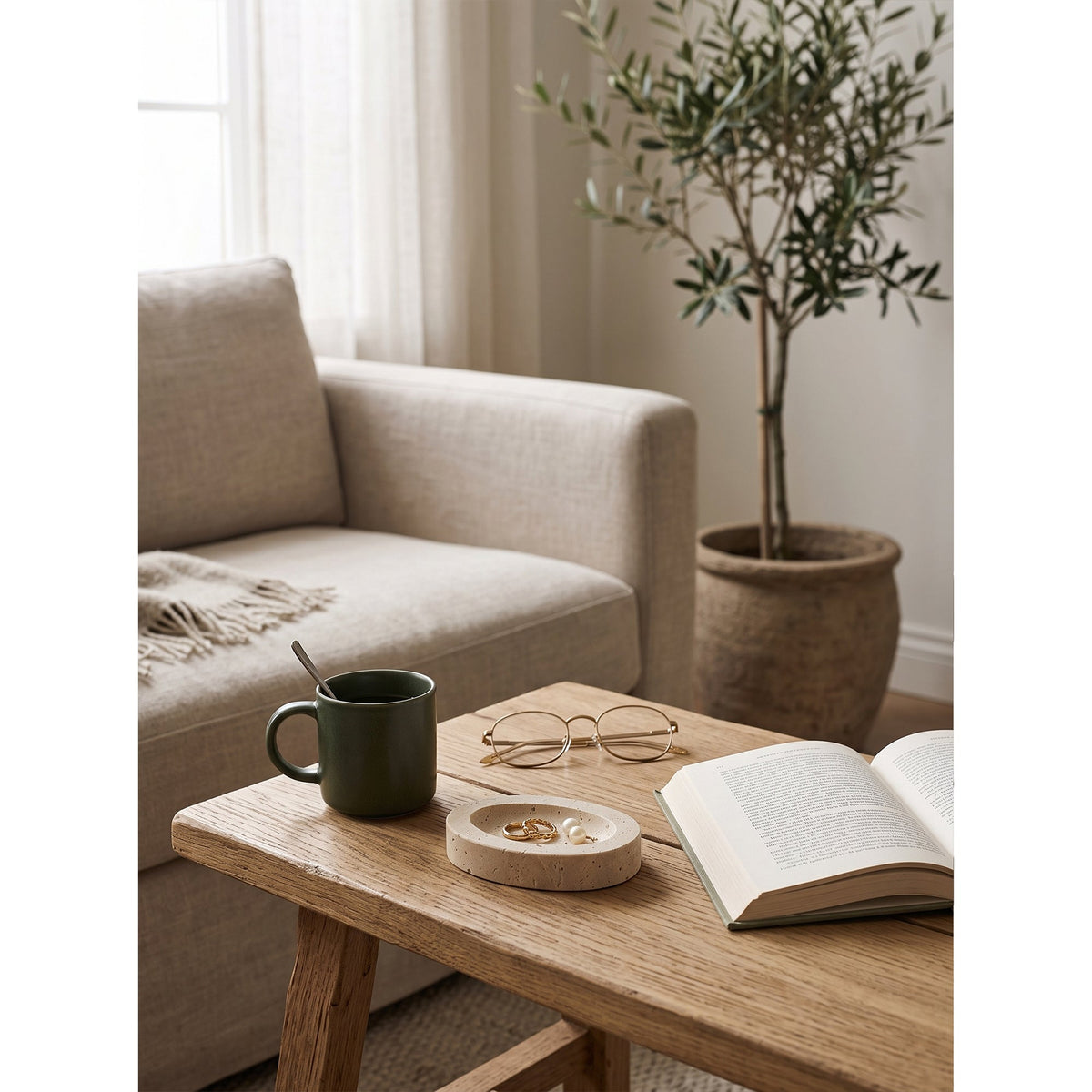 Sedona Canyon Stone Tray, styled on a console
