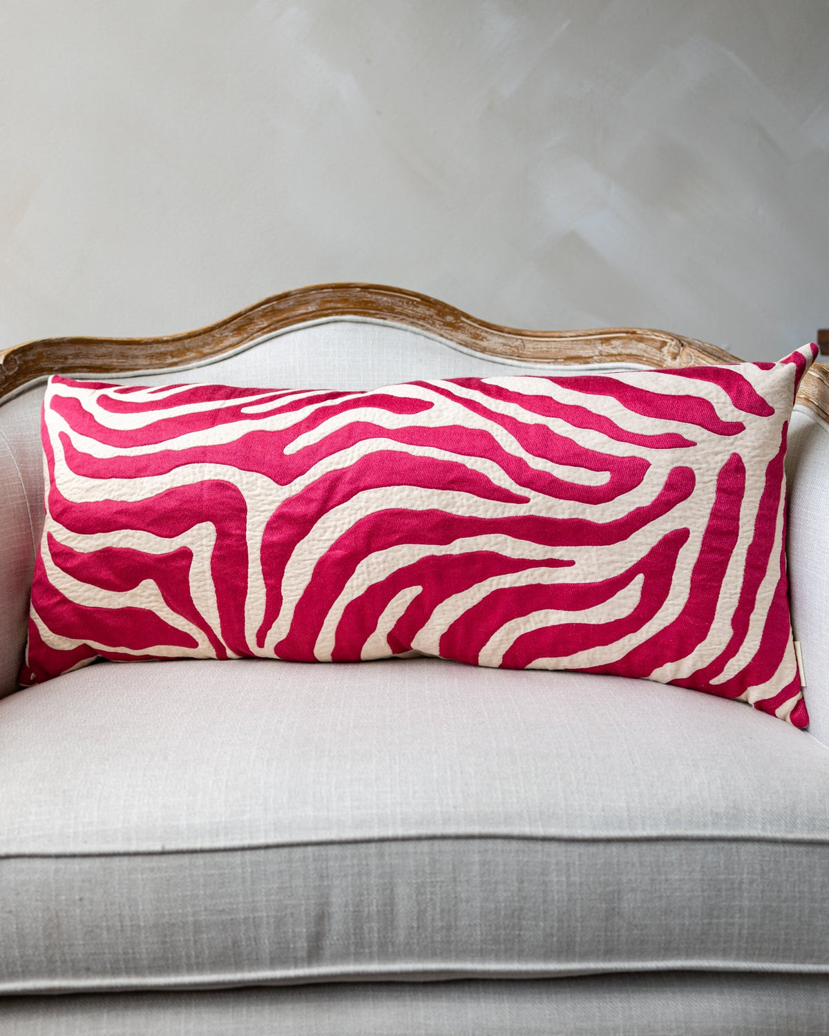 Selena Quilted Zebra Lumbar Pillow, draped and styled view