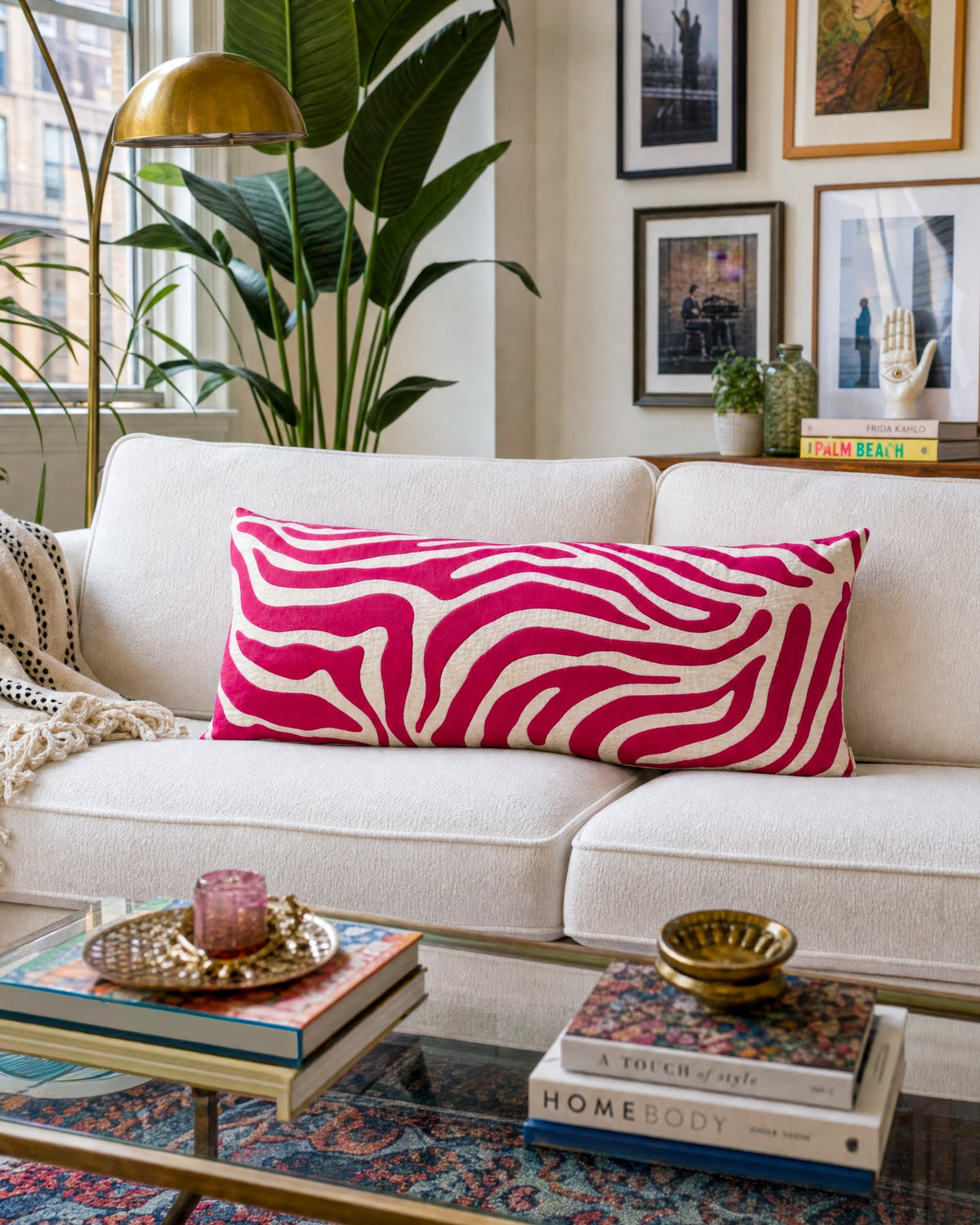 Selena Quilted Zebra Lumbar Pillow, weave texture close up