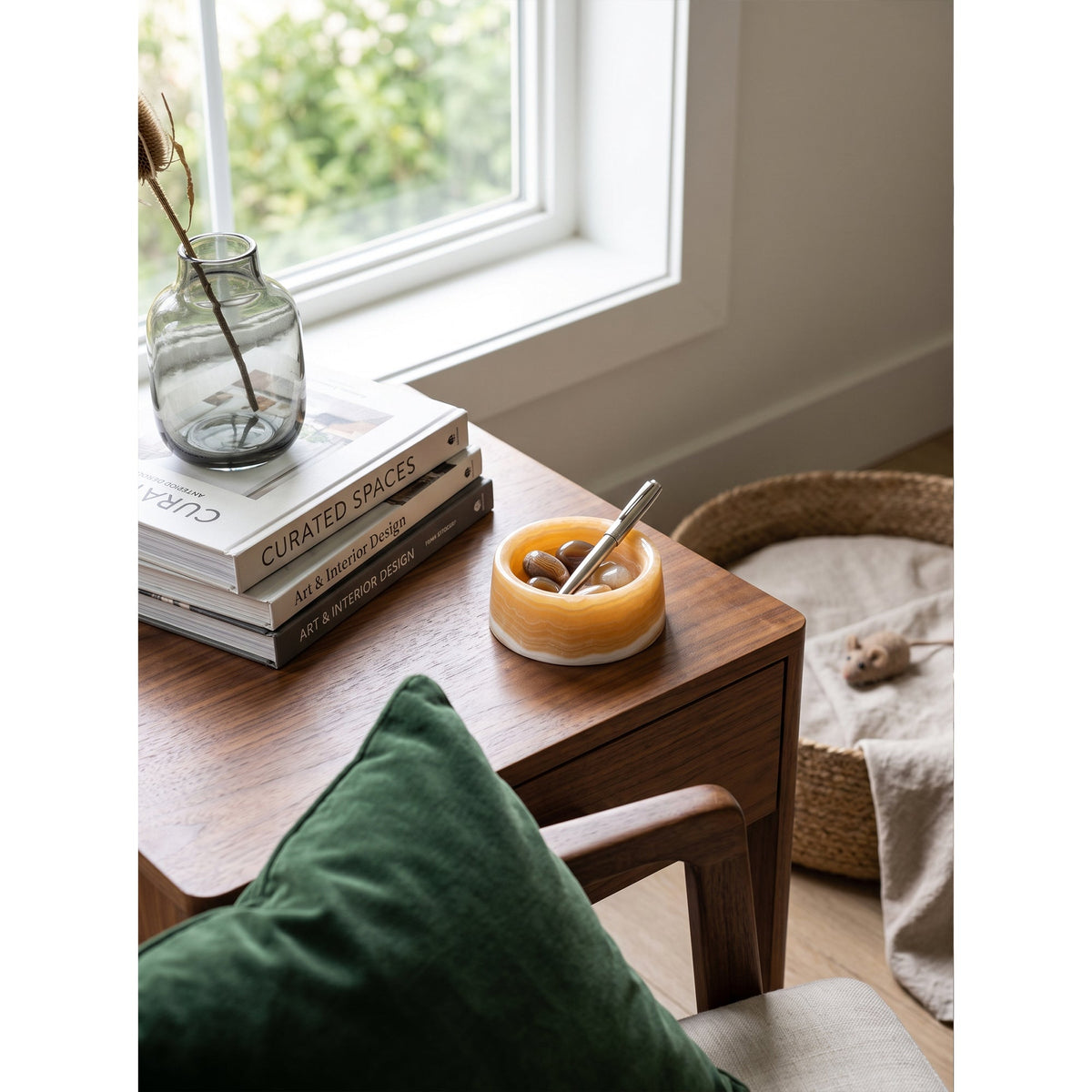 Sierra Marble Pet Bowl, second surface and finish close up