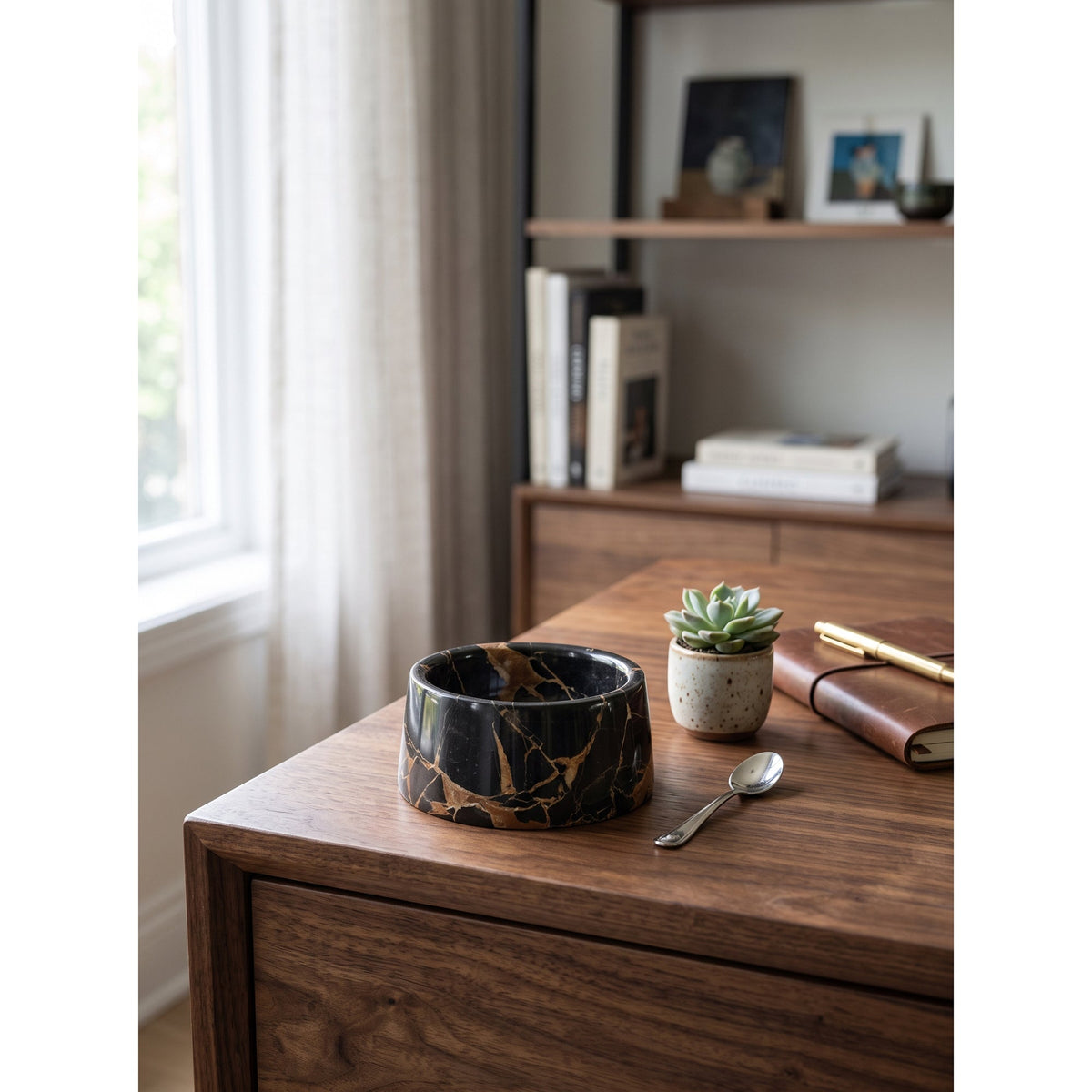 Sierra Marble Pet Bowl, side profile