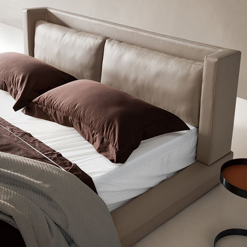 Signature Leather Upholstered Bed Frame, headboard detail
