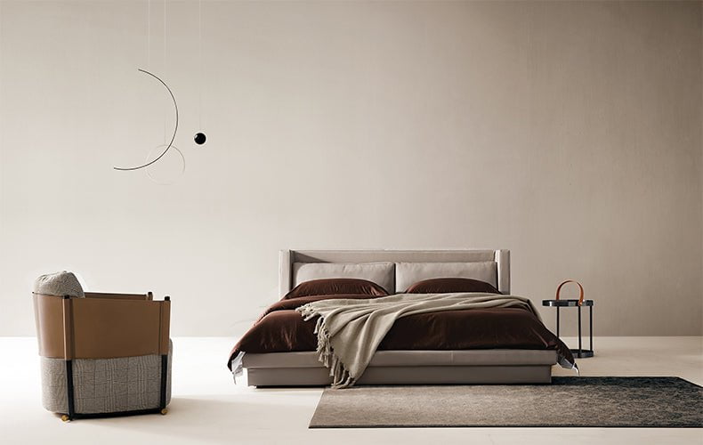 Signature Leather Upholstered Bed Frame, upholstery texture close up