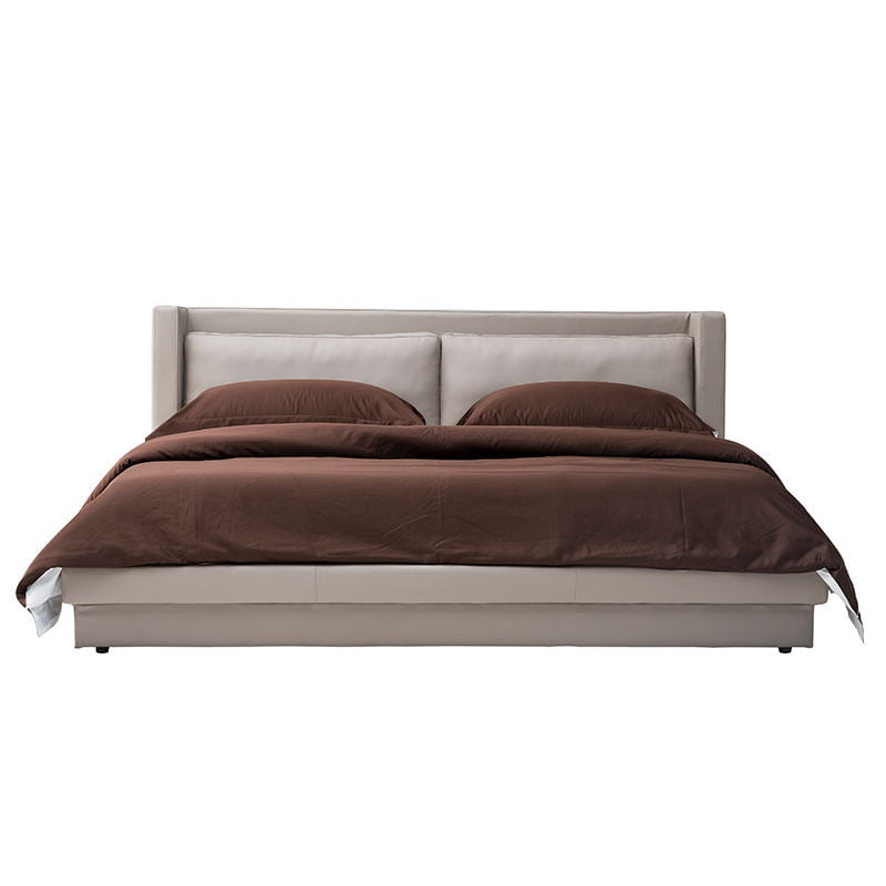 Signature Leather Upholstered Bed Frame, angled three quarter view