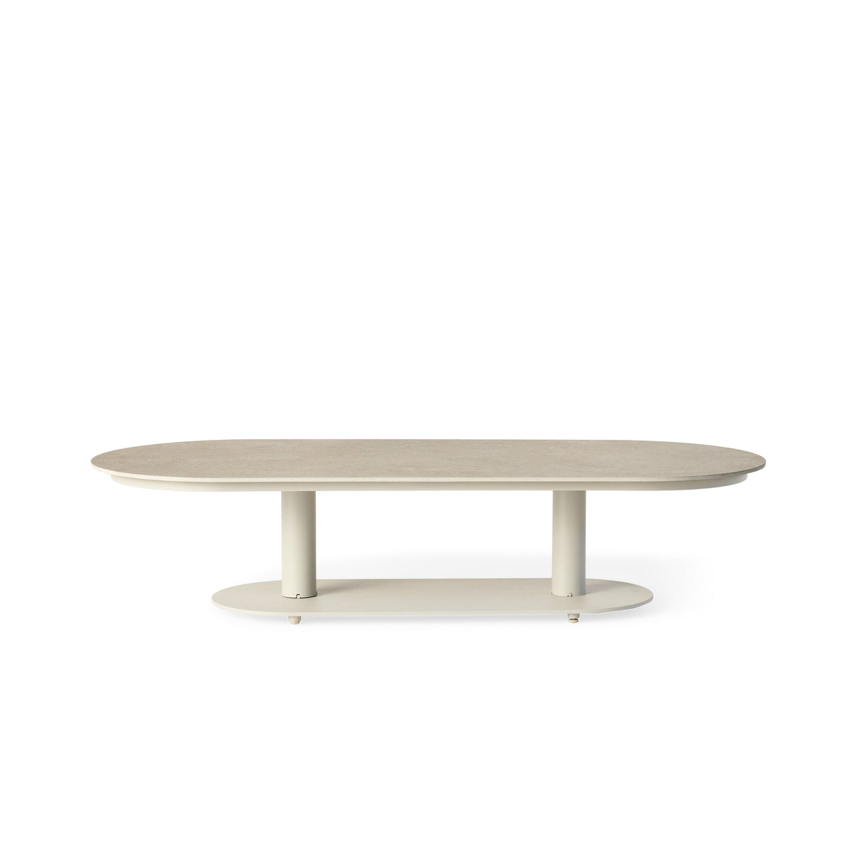 Silverado Dune Aluminum Coffee Table, full view at an angle