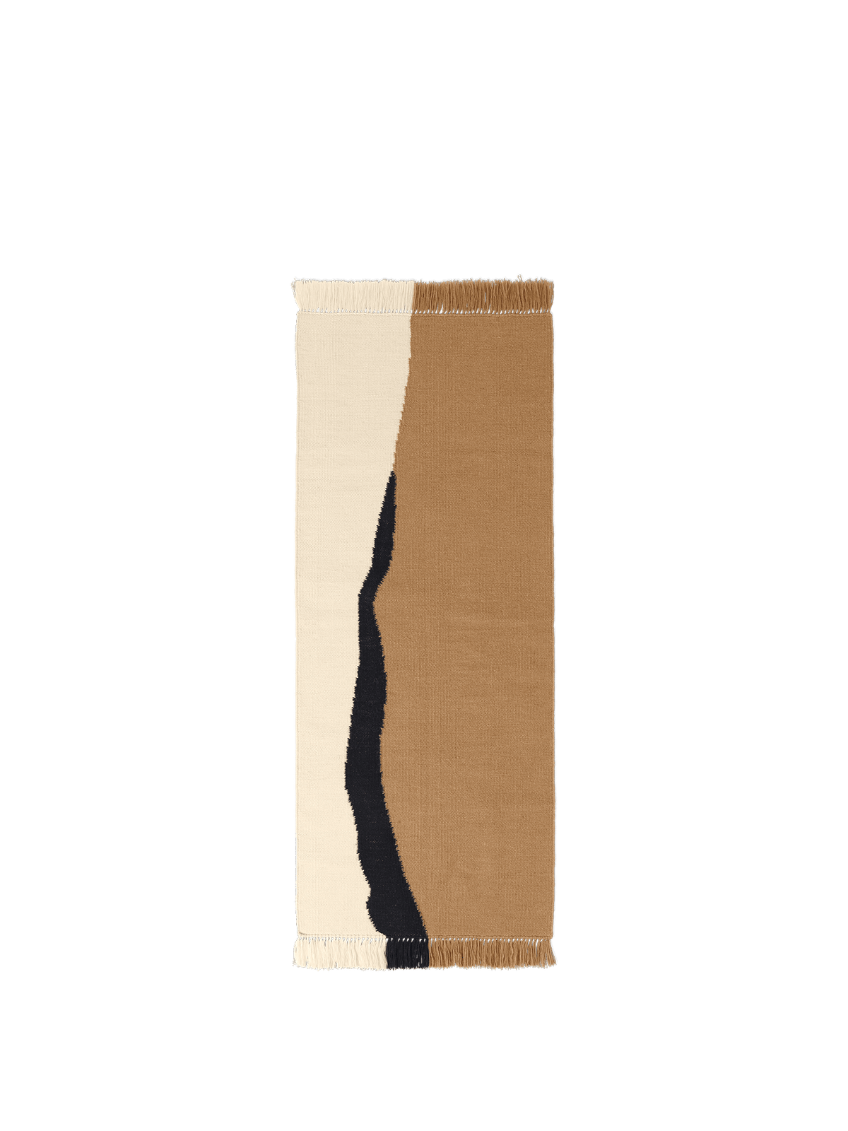 Soil Kelim Runner, Dark Sand/Off-white, full rug laid flat