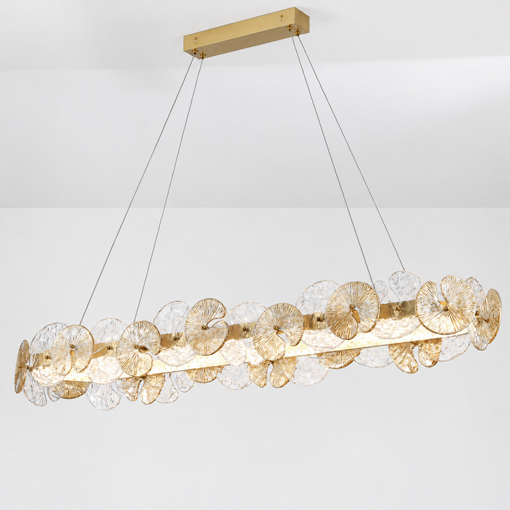 Sorelis Water Lily Linear Chandelier, second side profile