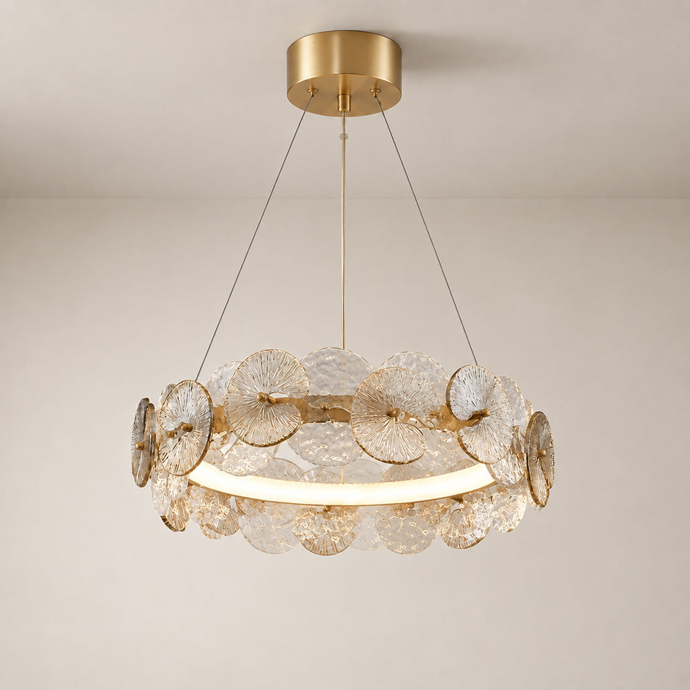 Sorelis Water Lily Ring Chandelier, second close up of the glass