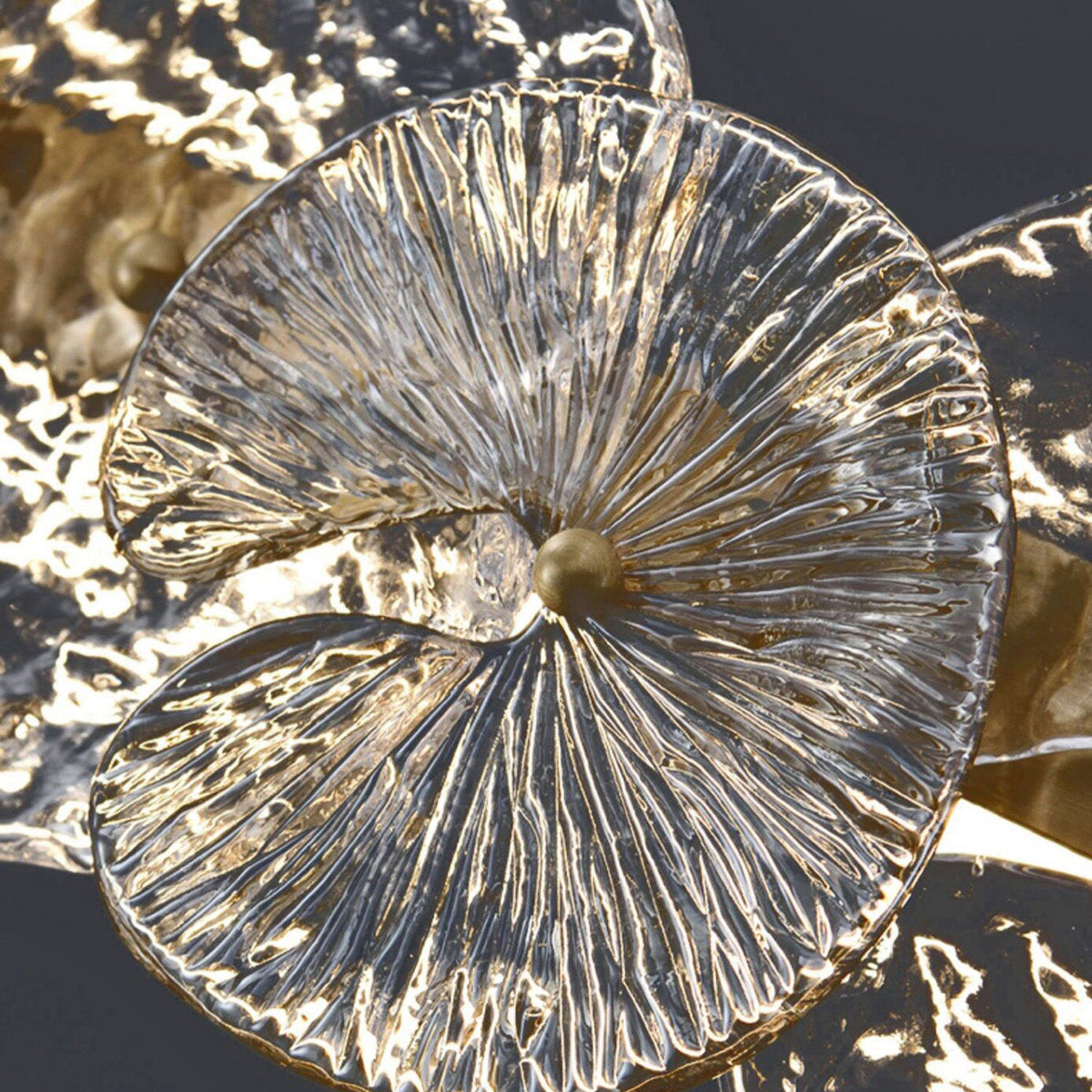 Sorelis Water Lily Ring Chandelier, third close up of the glass