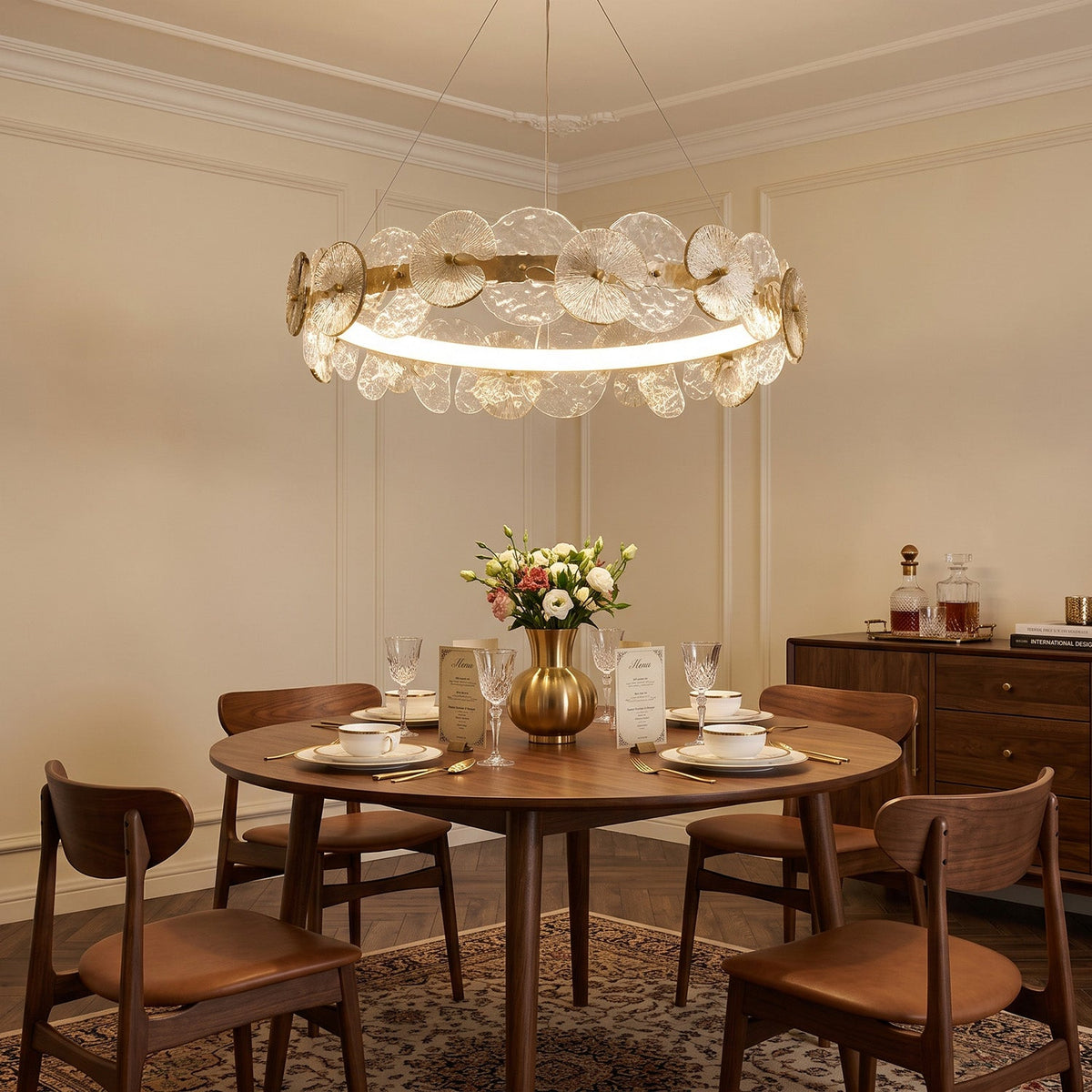 Sorelis Water Lily Ring Chandelier, unlit detail view