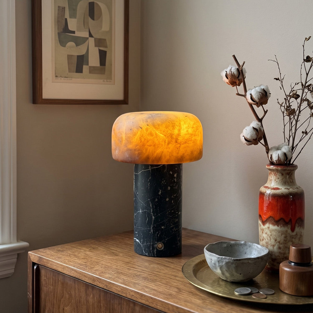 Sorvane Marble Alabaster Table Lamp, angled three quarter view