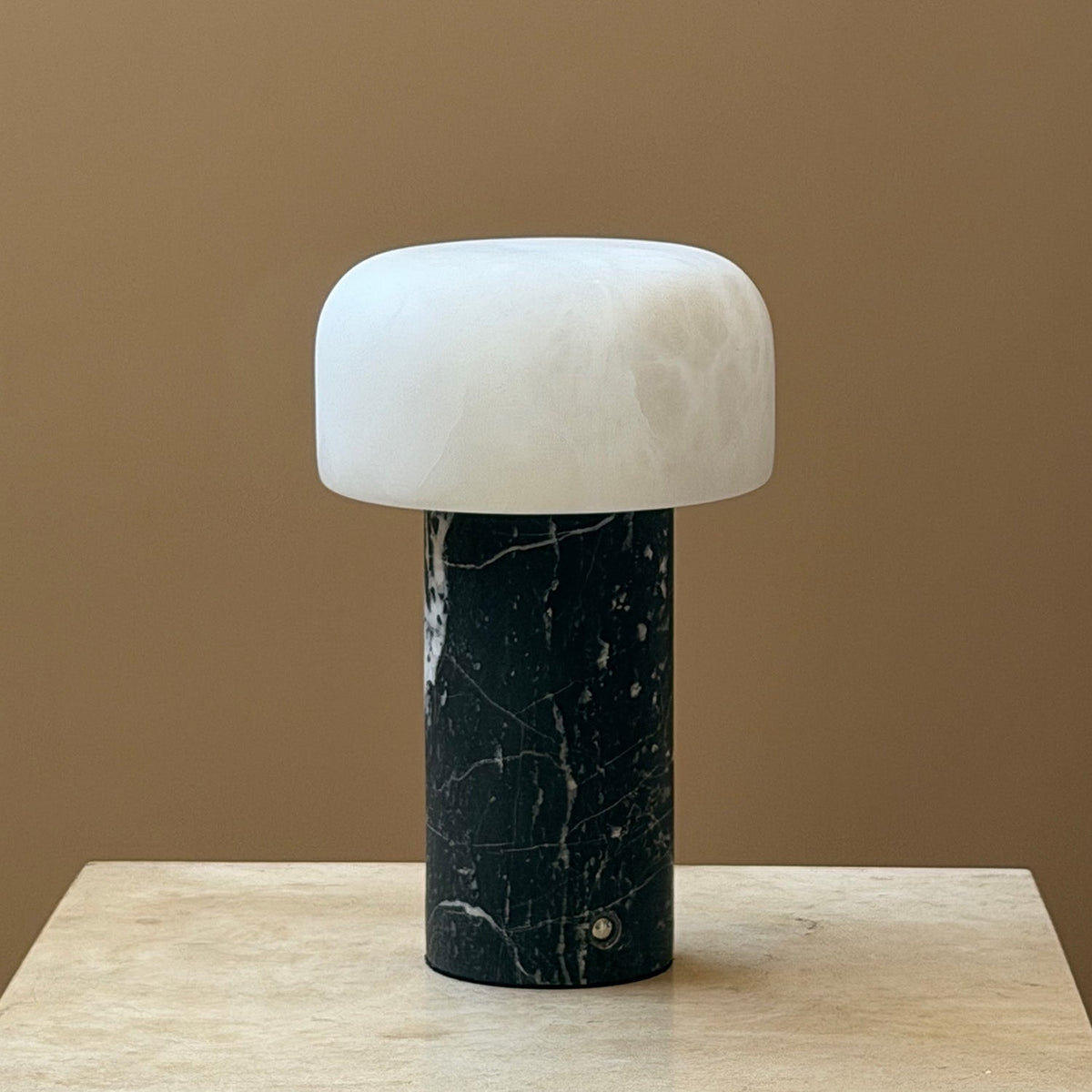 Sorvane Marble Alabaster Table Lamp, second scale beside a book