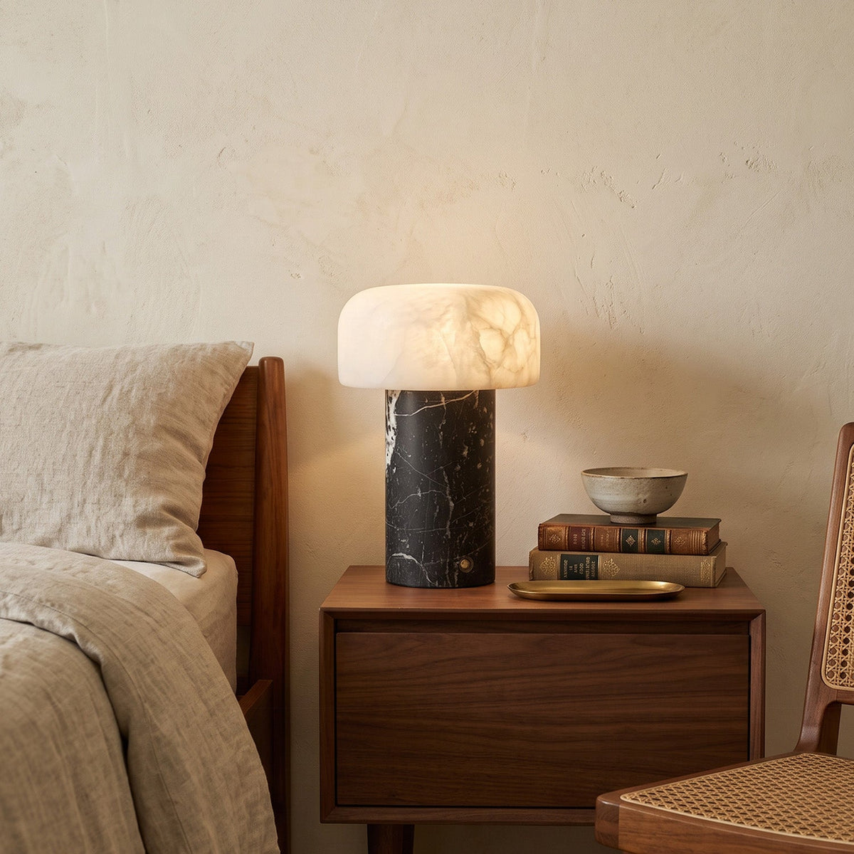 Sorvane Marble Alabaster Table Lamp, shade and diffuser detail