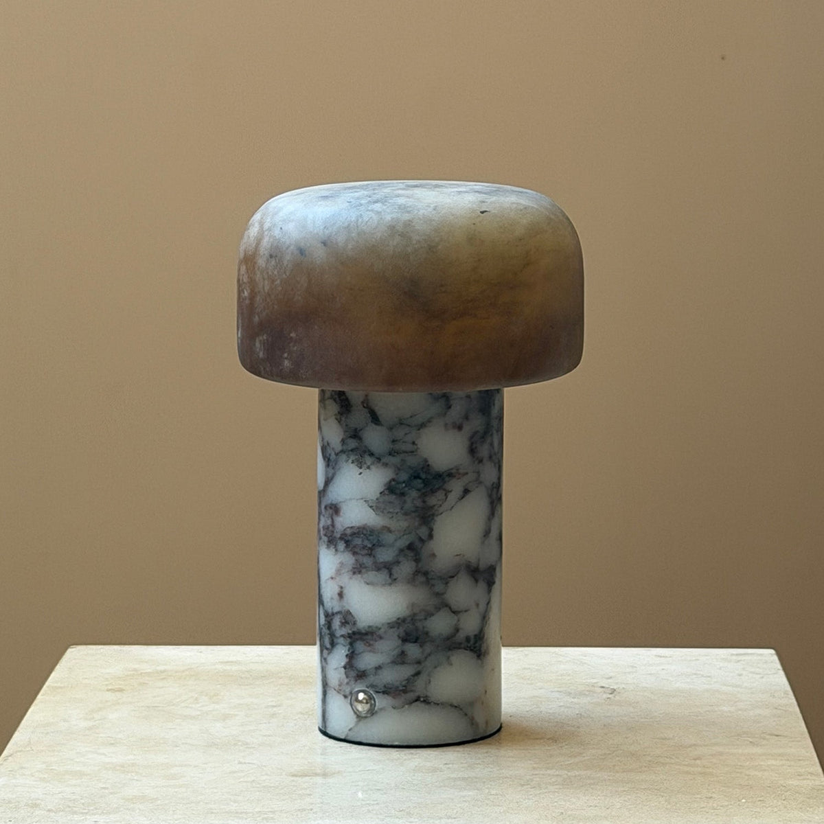 Sorvane Marble Alabaster Table Lamp, third base and stem detail