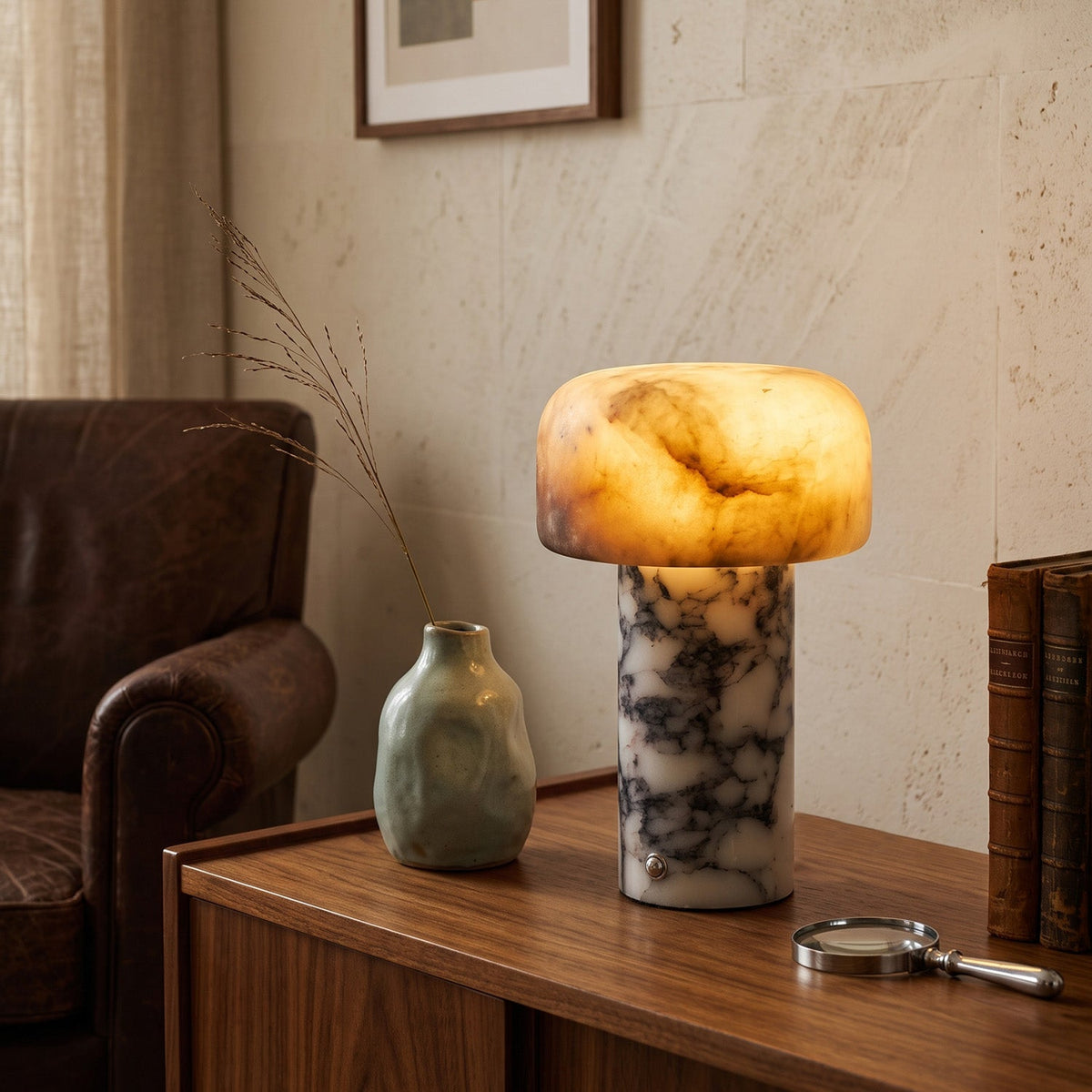 Sorvane Marble Alabaster Table Lamp, side profile