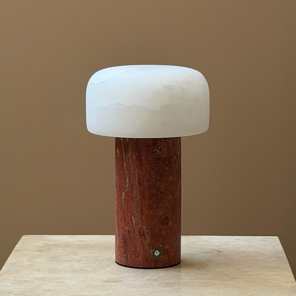 Sorvane Travertine Alabaster Table Lamp, second scale beside a book