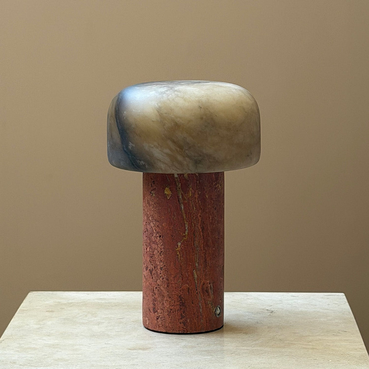 Sorvane Travertine Alabaster Table Lamp, second unlit detail view