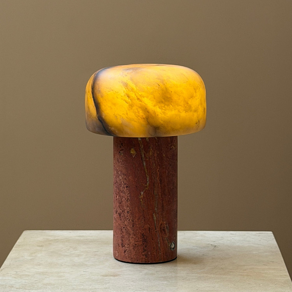 Sorvane Travertine Alabaster Table Lamp, second angled quarter view