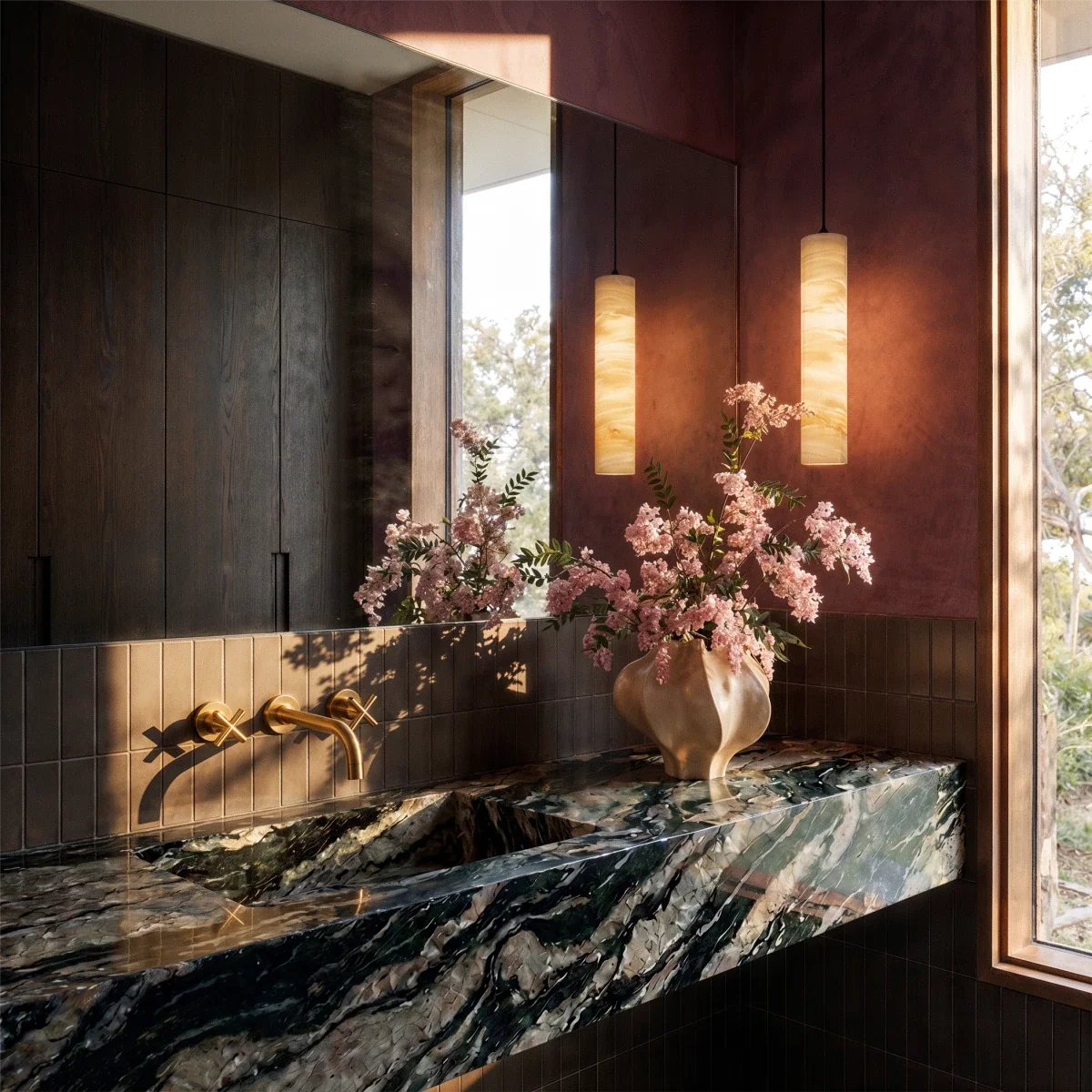 Sten Alabaster Pendant Light, top of the shade in detail