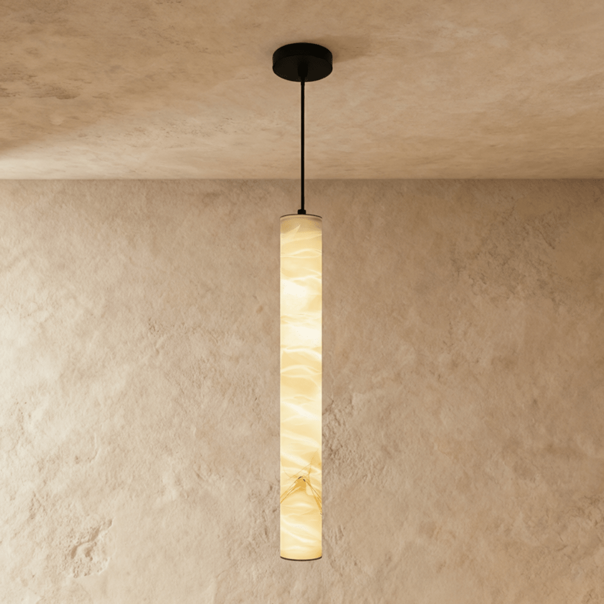 Sten Alabaster Pendant Light, unlit profile view