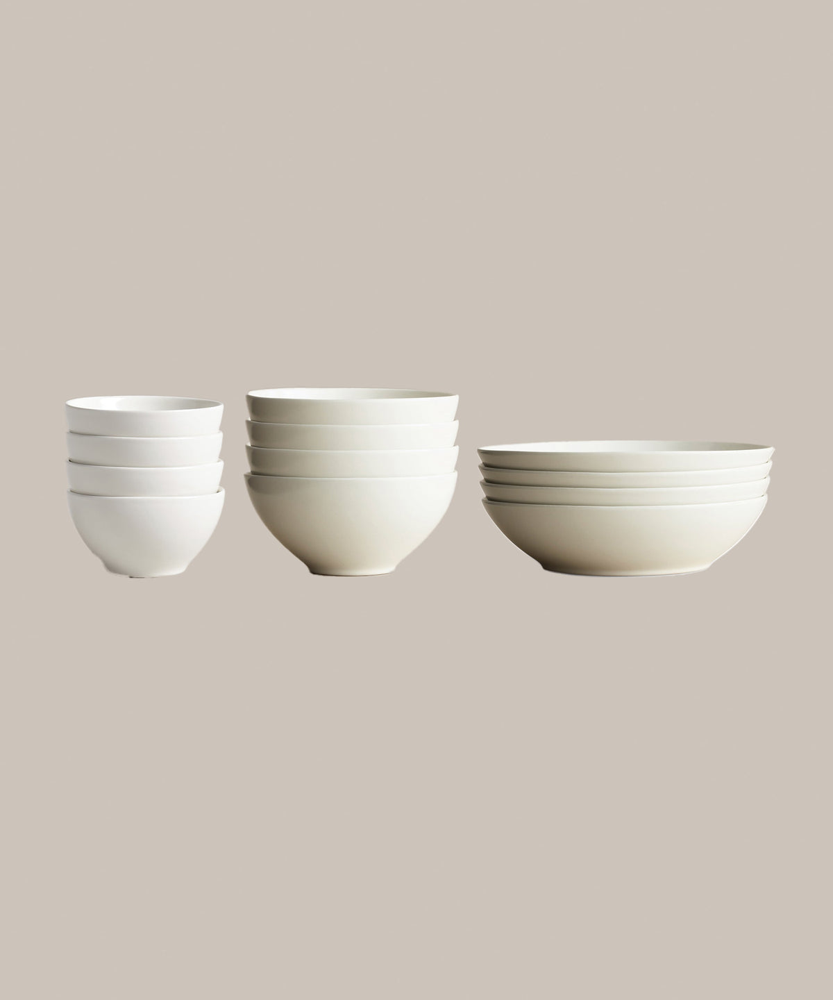 Stoneware Bowl Over Set, Moon, top down view of the set