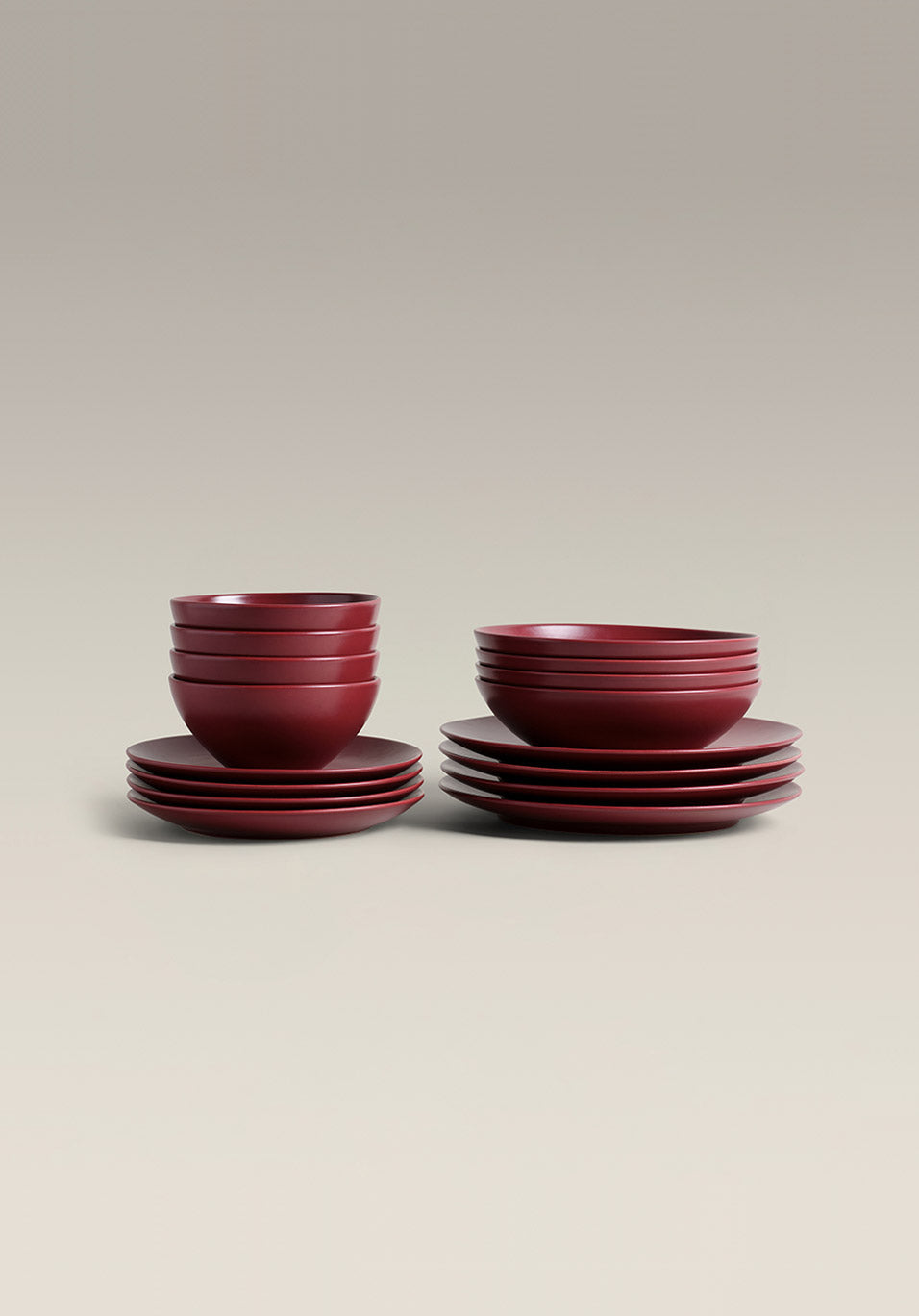 Stoneware Core Set, Plum, the full set together