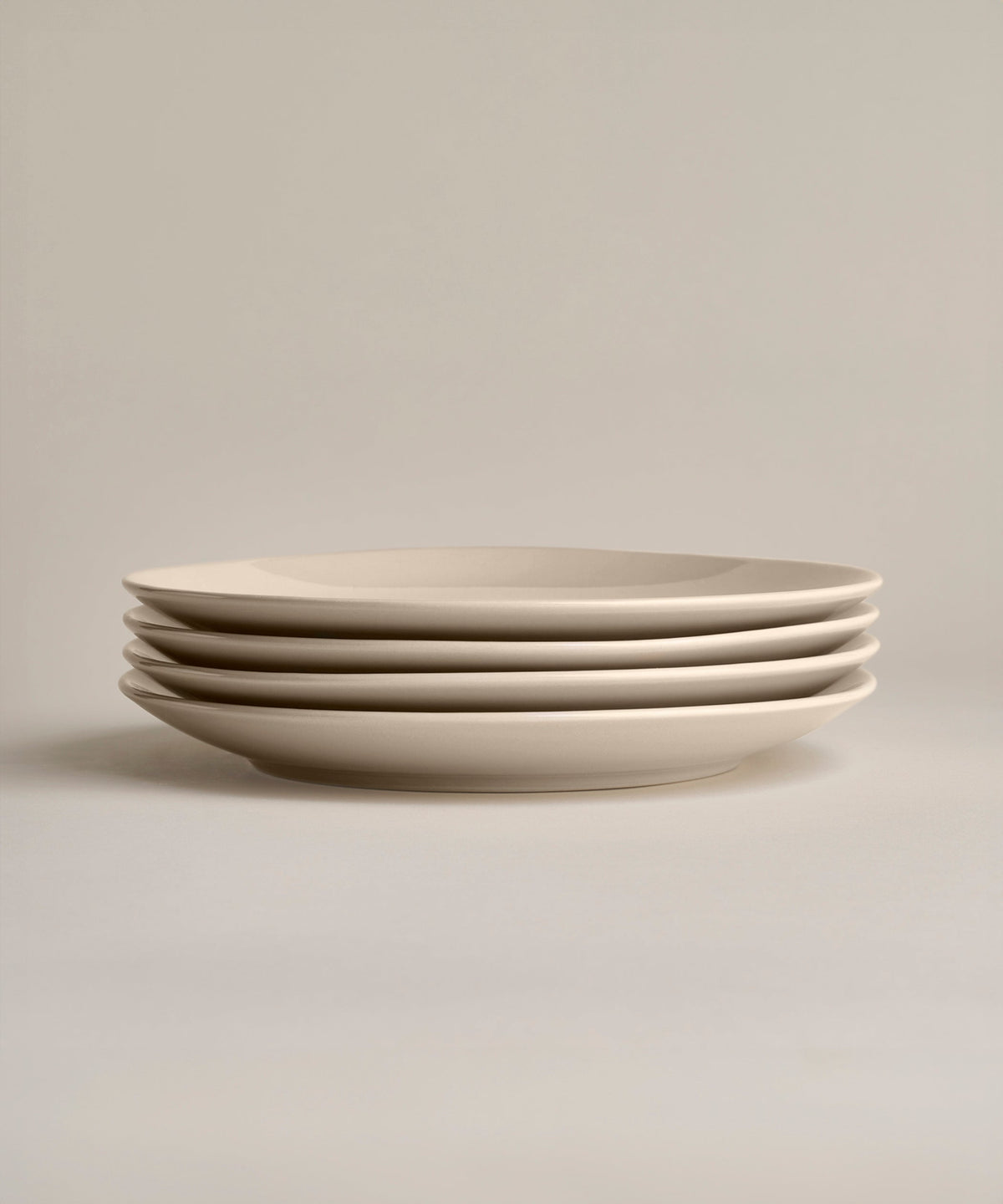 Stoneware Glossy Small Plate Set, Dune, full set laid out