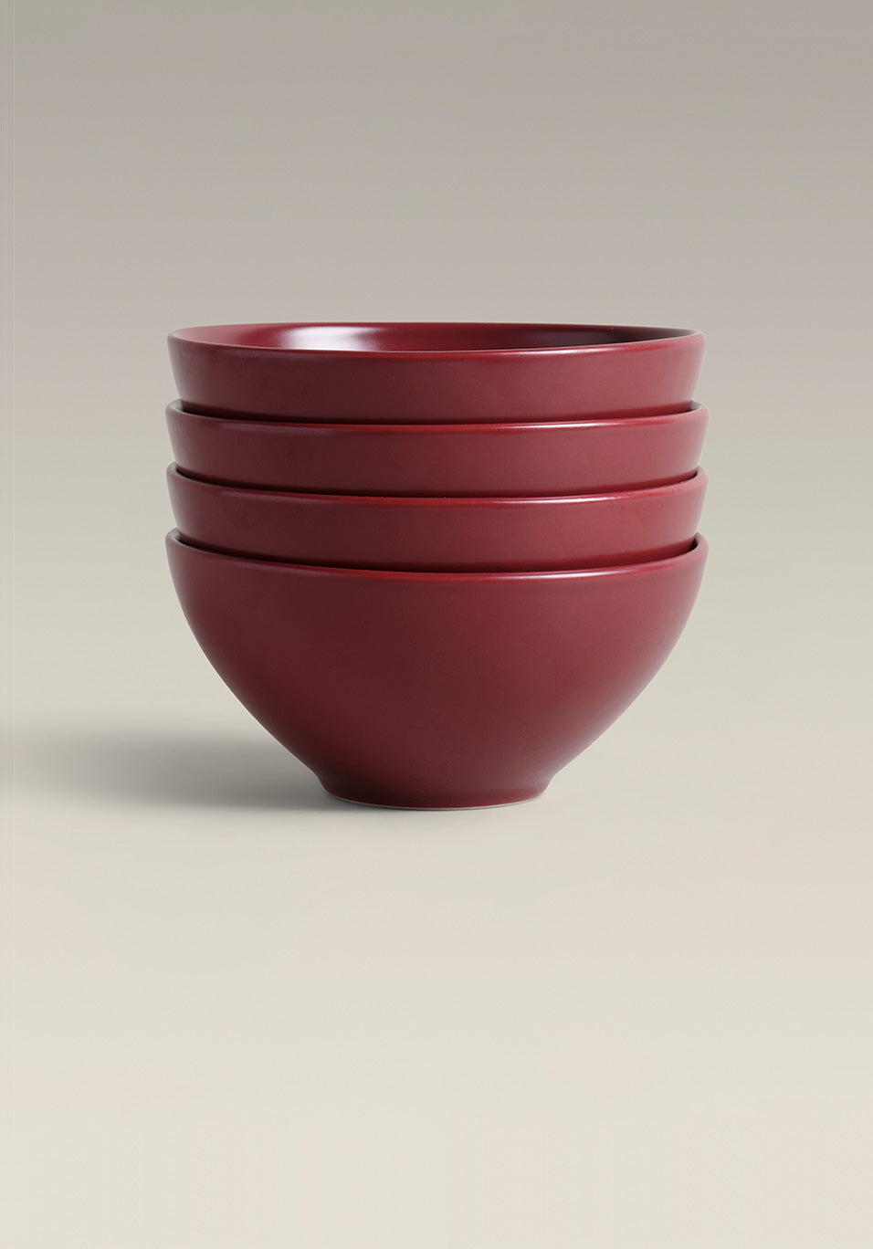 Stoneware Small Bowl Set, Plum, stacked