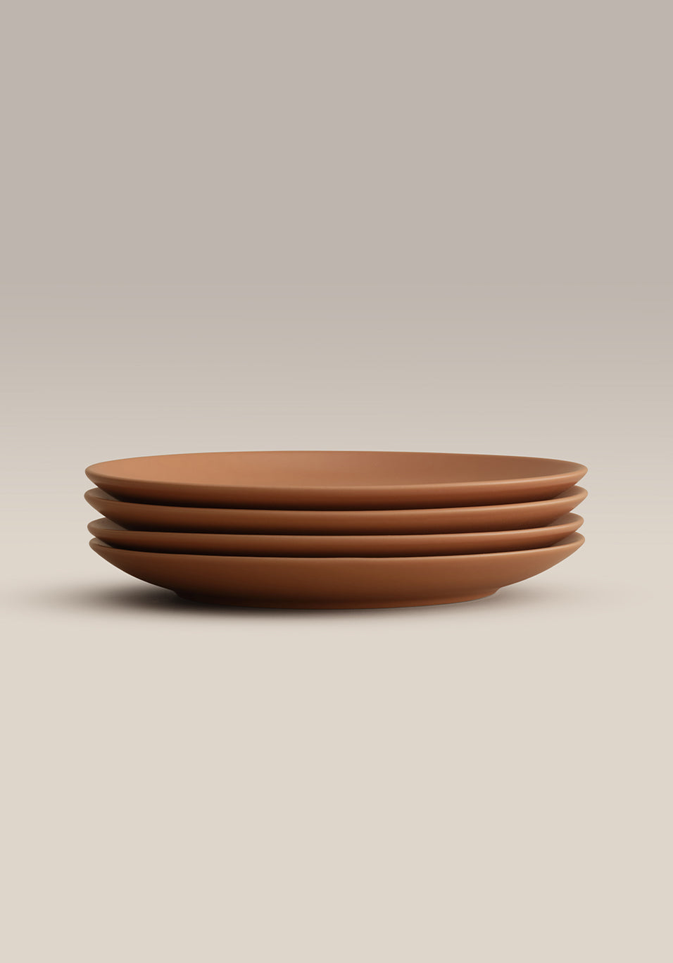 Stoneware Small Plate Set, Terra Cotta, stacked