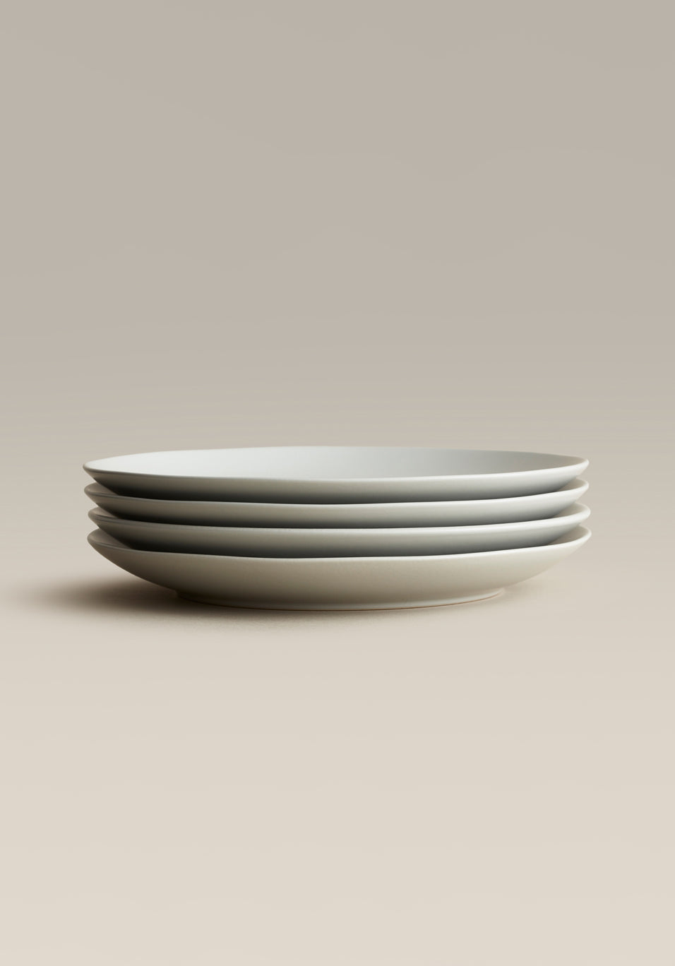 Stoneware Small Plate Set, Fog, the full set together