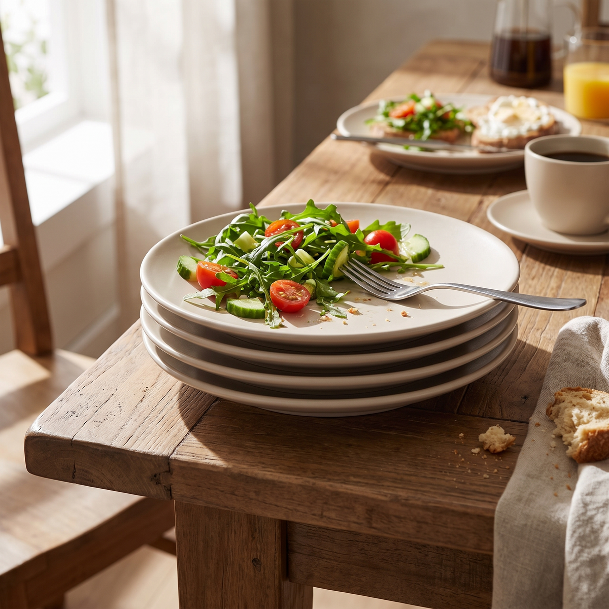 Stoneware Treat Plate Set, full set laid out
