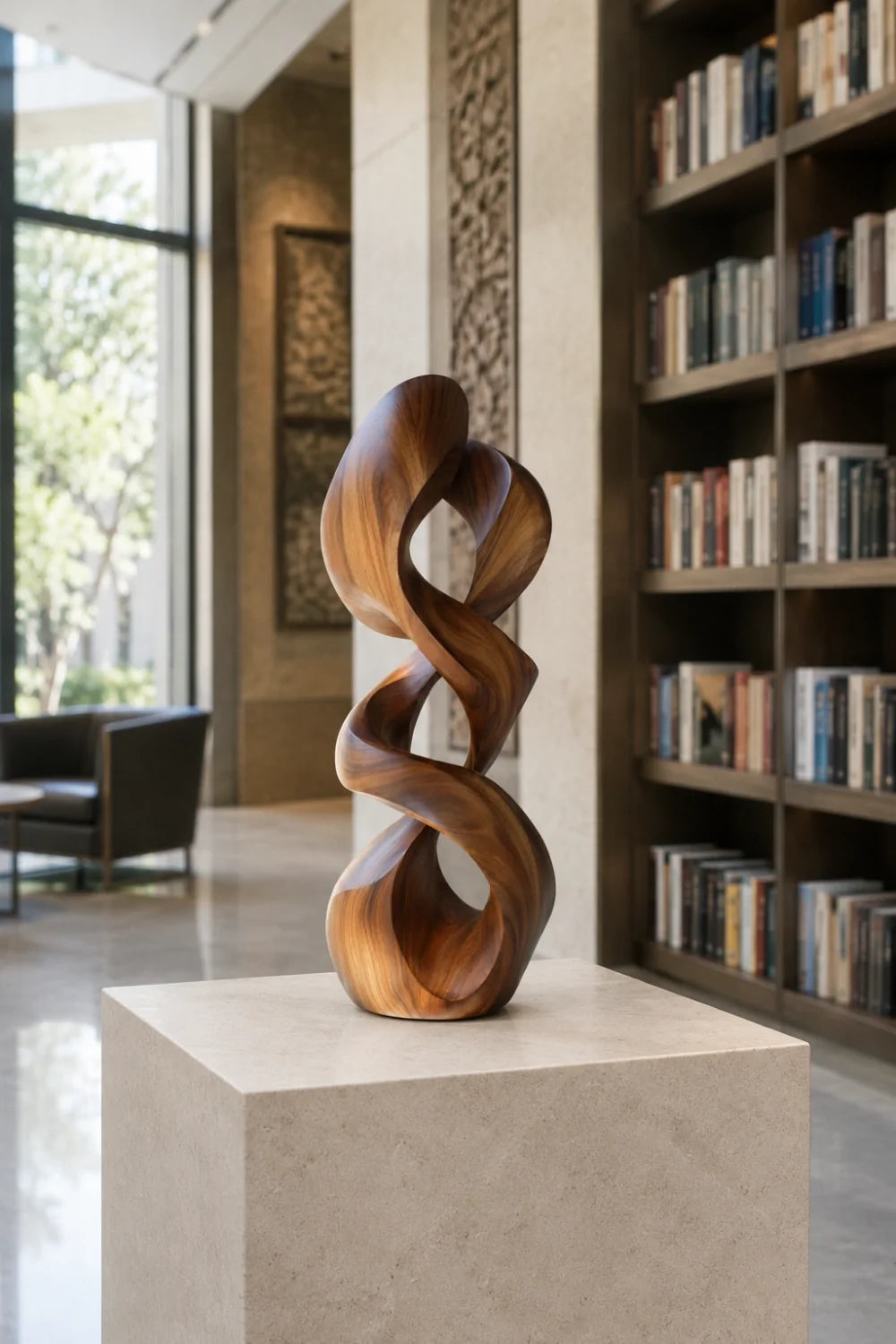 Summit Abstract Wood Sculpture, base and footing detail