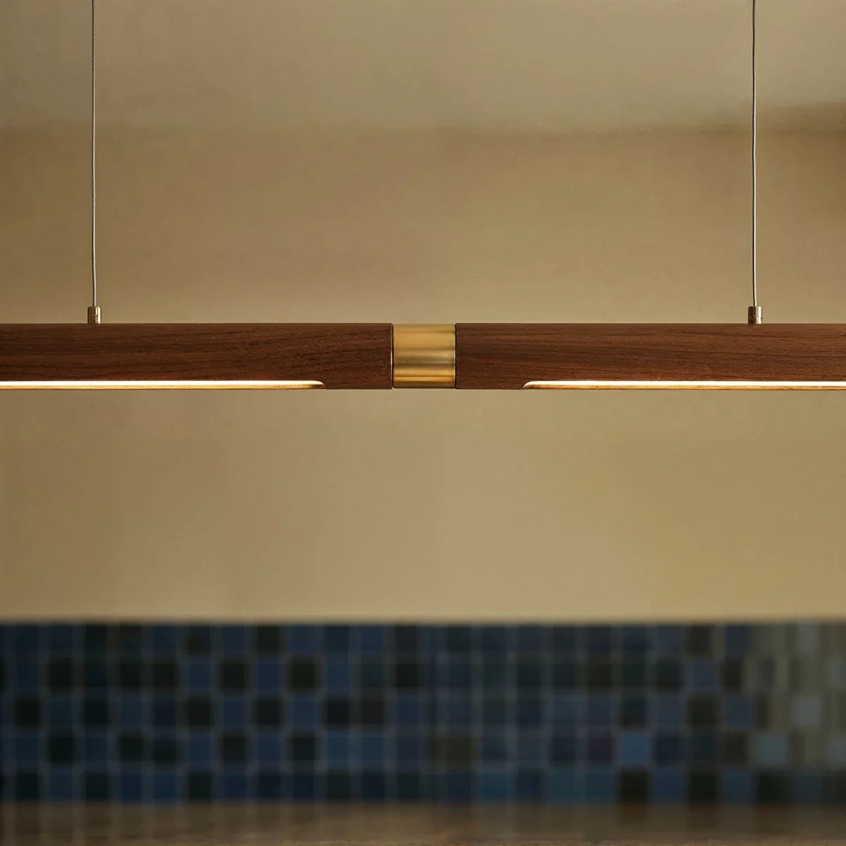Svelte Walnut Pendant Light, second full fixture front view