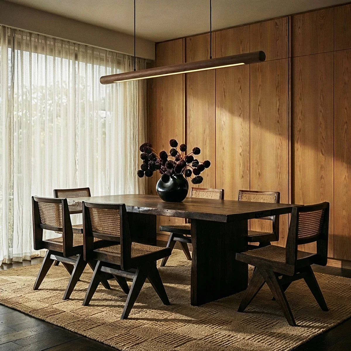 Svelte Walnut Pendant Light, second shade and diffuser detail