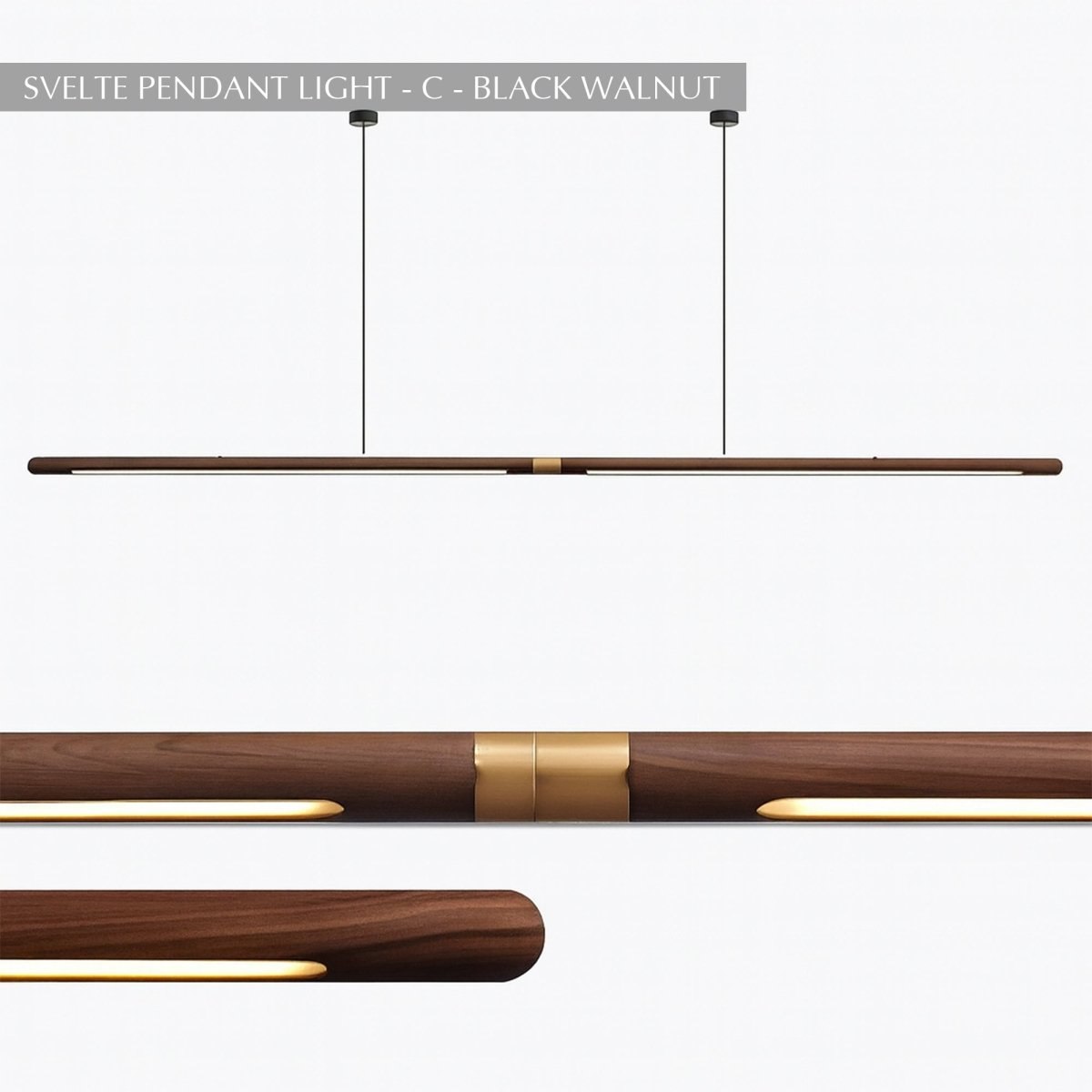 Svelte Walnut Pendant Light, angled view showing the silhouette