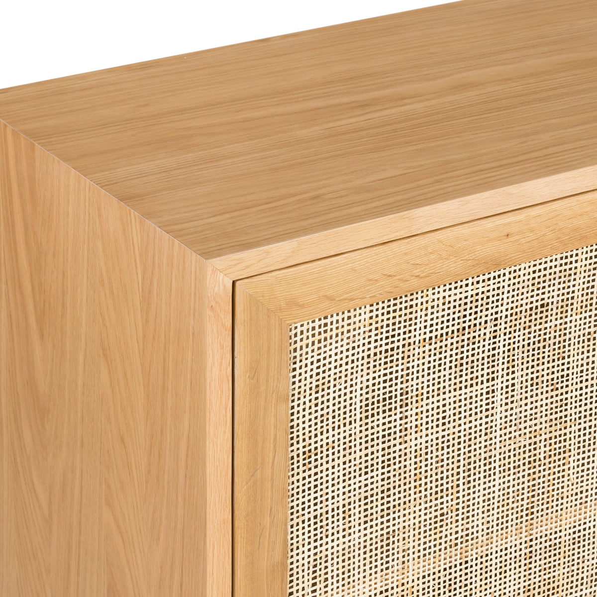 Tate 76" Oak Sideboard, styled view with decor