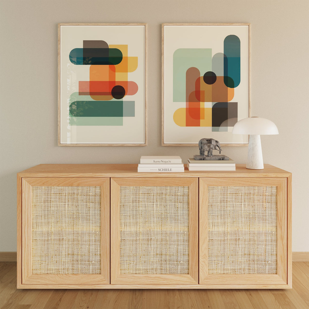 Tate 76" Oak Sideboard, third styled room view