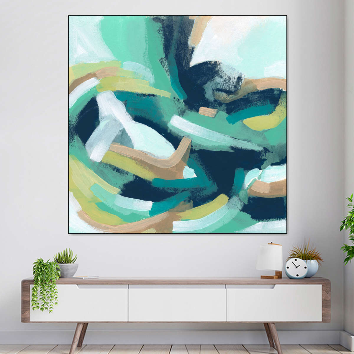 Teal Swirl Abstract IV Wall Art, framed view